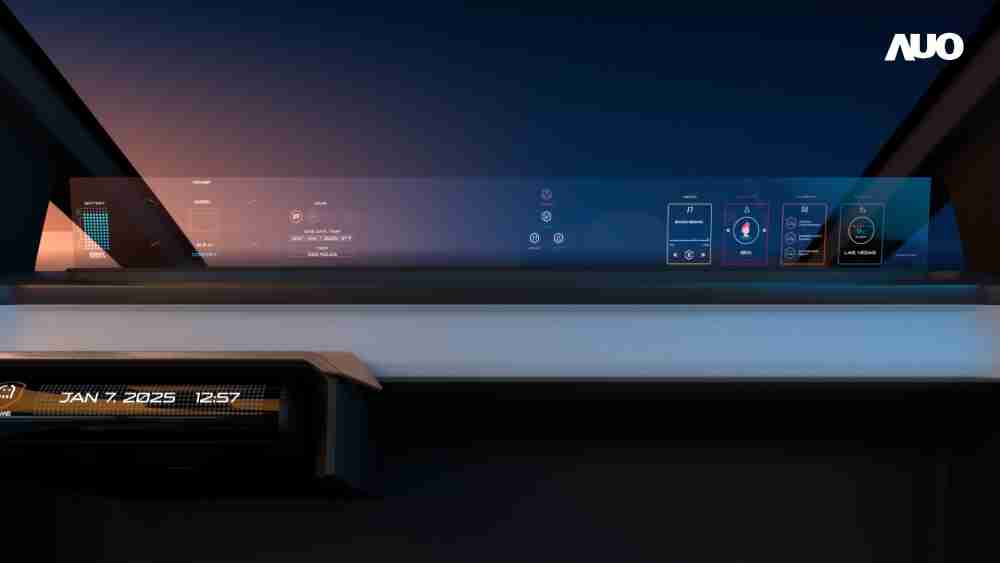 PG国际无界透明显示接口(Horizon Image Glass)透过车运算方案整合仪表板、、中控台及副驾显示器，，，，一体式全景呈现，，提供乘用者清晰的前方视野、、、、行车必要信息与娱乐功能