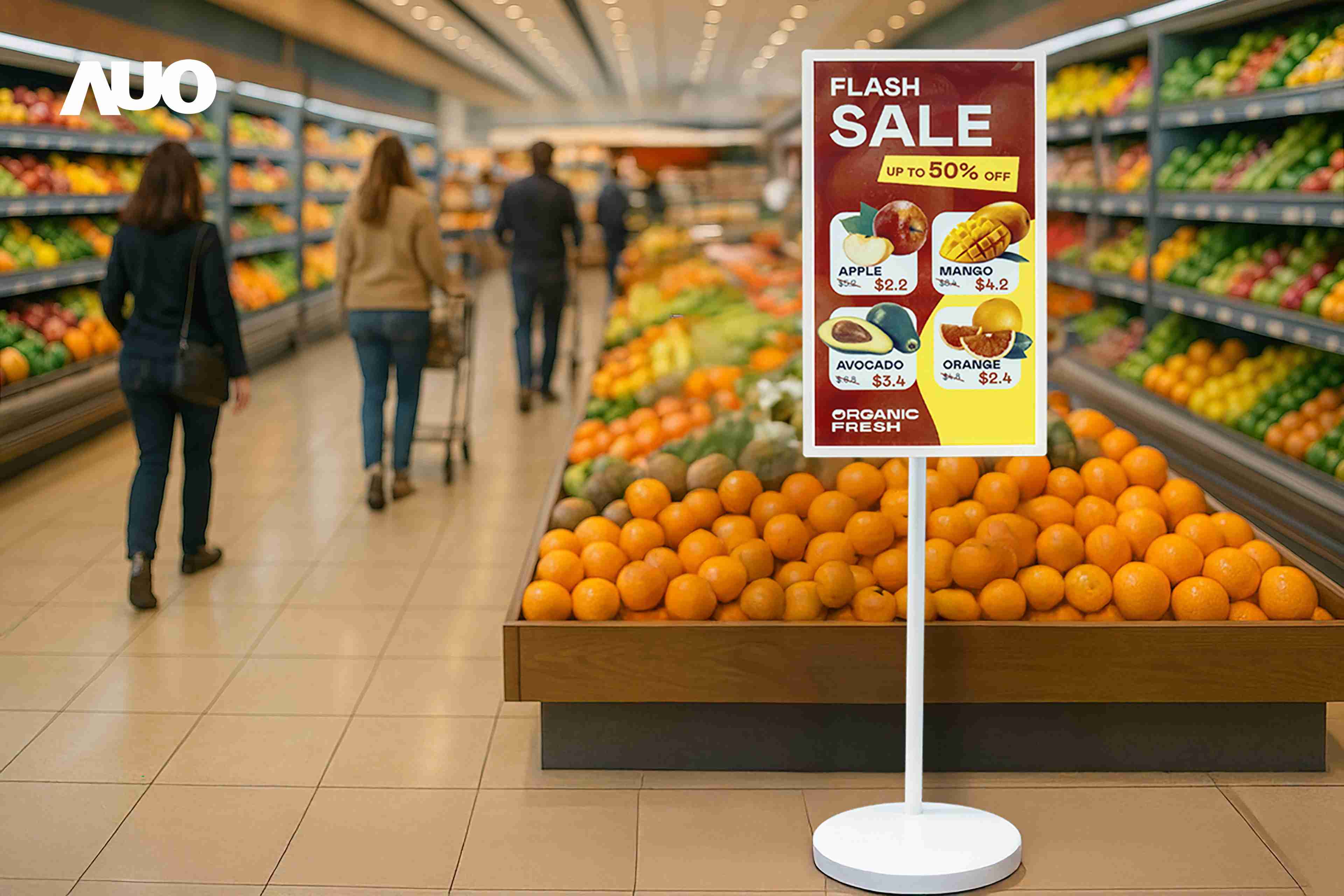 达擎首亮相低功耗、、全彩的〝aecoPost电子纸解决方案〞，，，，仅在更新画面时需要微量的电力驱动，，，，无需布建电线的便捷设计，，使其可灵活应用、、、随意置放，，，并可透过云端或行动装置app，，，，轻松管理及排程广告内容，，，晋升店头营销利器。。。